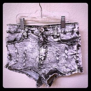 Faded Black Distressed Jean Shorts